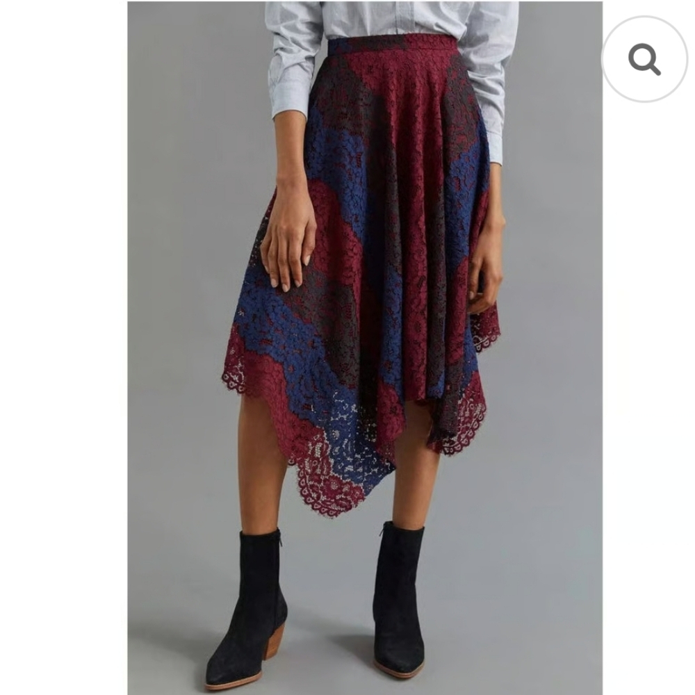Sachin & Babi x Anthropologie Sz.4 Lace Handkerchief Hem Skirt